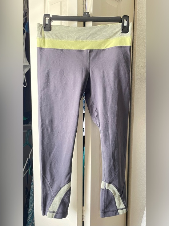 lululemon athletica Pants - lululemon athletica Gray Capri Leggings with Light Yellow Waistband